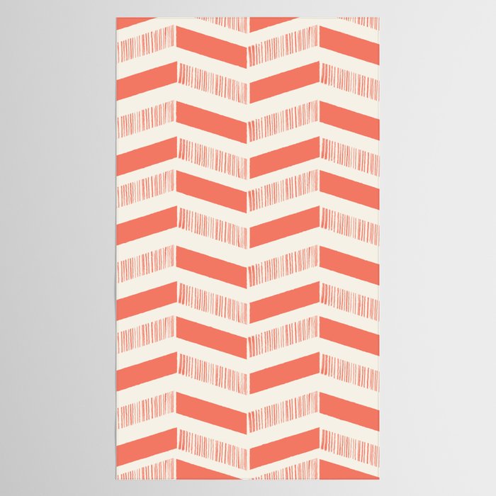 Coral Block And Lines Pattern Tablecloth Gallery Image 2