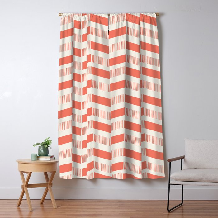 Coral Block And Lines Pattern Window Curtain Gallery Image 5