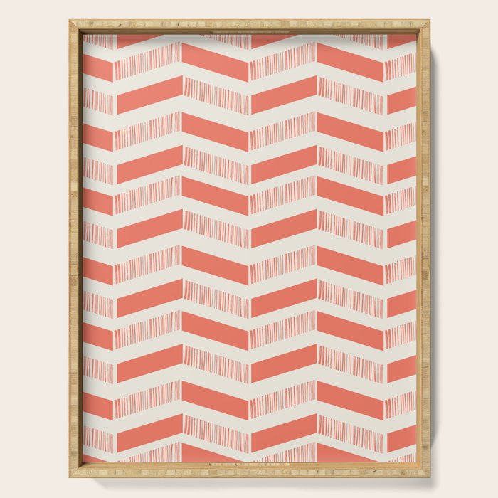 Coral Block And Lines Pattern Serving Tray Gallery Image 1
