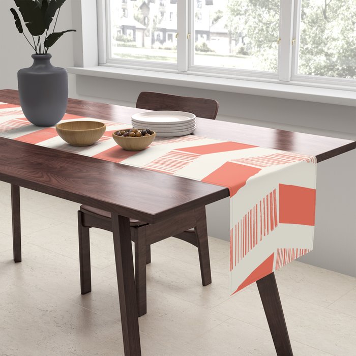 Coral Block And Lines Pattern Table Runner Gallery Image 2