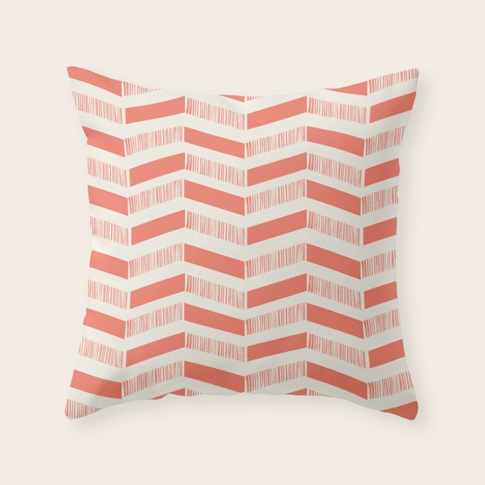 Coral Block And Lines Pattern Throw Pillow Gallery Image 6