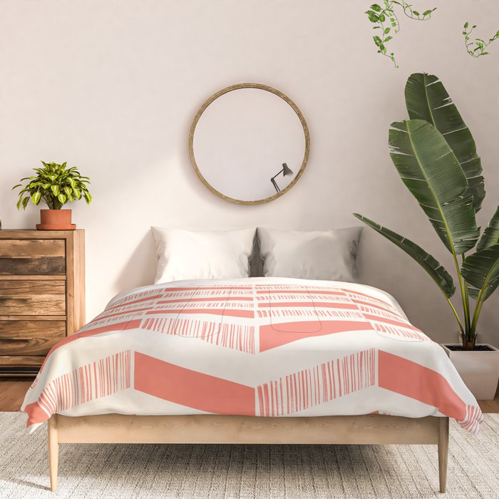 Coral Block And Lines Pattern Comforter Gallery Image 3
