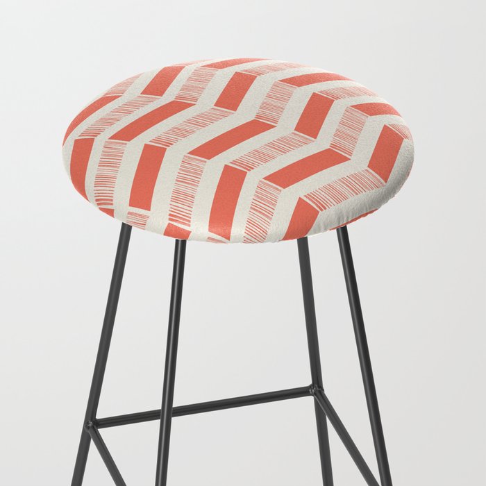 Coral Block And Lines Pattern Stool Gallery Image 2