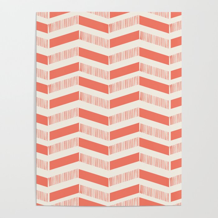 Coral Block And Lines Pattern Poster Gallery Image 4