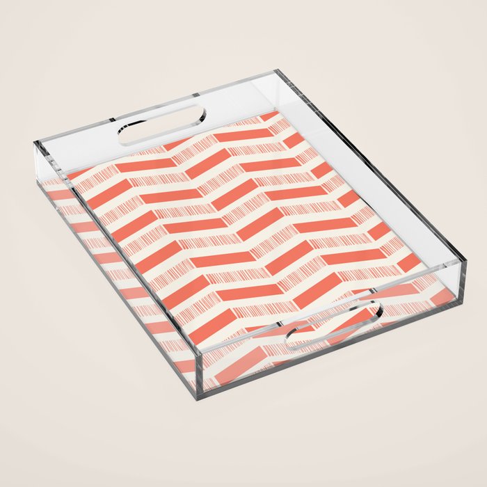 Coral Block And Lines Pattern Acrylic Tray Gallery Image 1