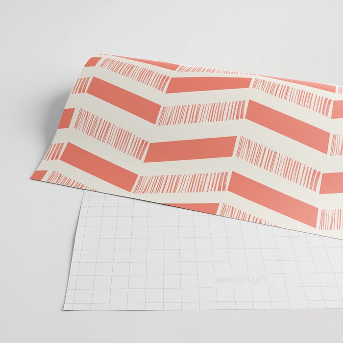 Coral Block And Lines Pattern Wrapping Paper Gallery Image 2
