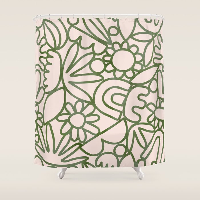 Abstract organic nature shape art print Shower Curtain Gallery Image 1