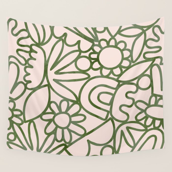 Abstract organic nature shape art print Wall Tapestry Gallery Image 4