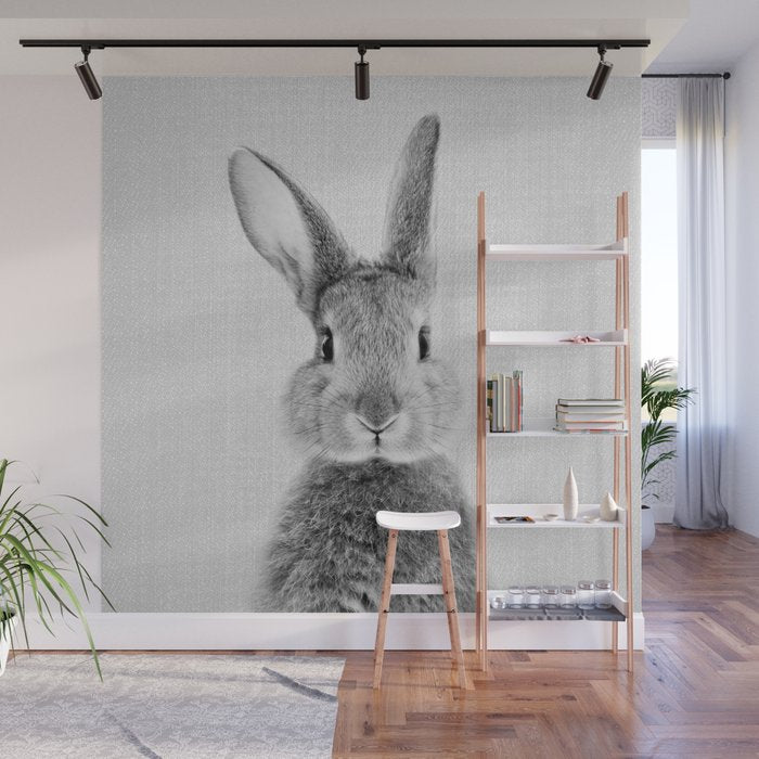 Rabbit - Black & White Wall Mural Gallery Image 1