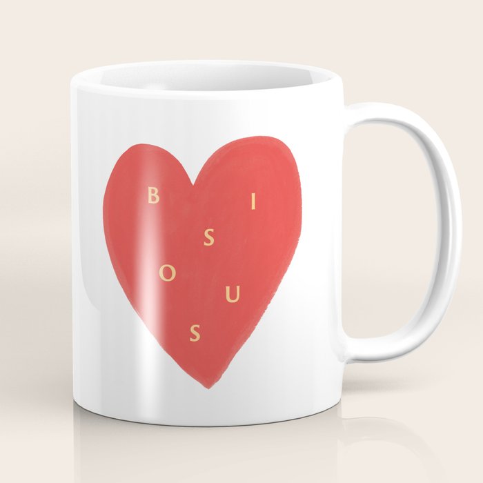 Heart Bisous - Love French Typography Coffee Mug Gallery Image 1