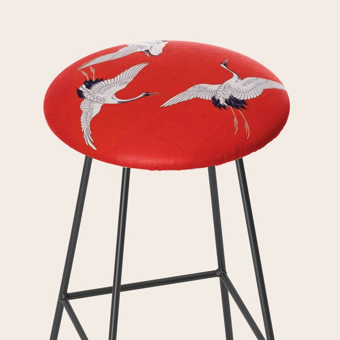 Circling Carne Red Fabric Stool Gallery Image 2
