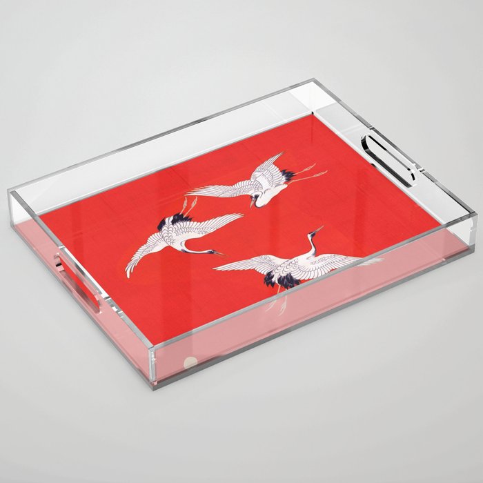 Circling Carne Red Fabric Acrylic Tray Gallery Image 1