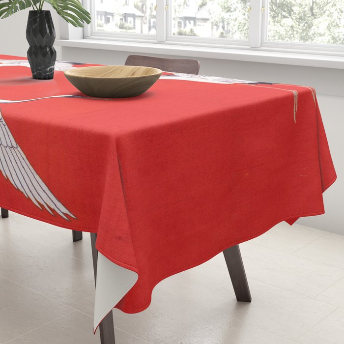 Circling Carne Red Fabric Tablecloth Gallery Image 3