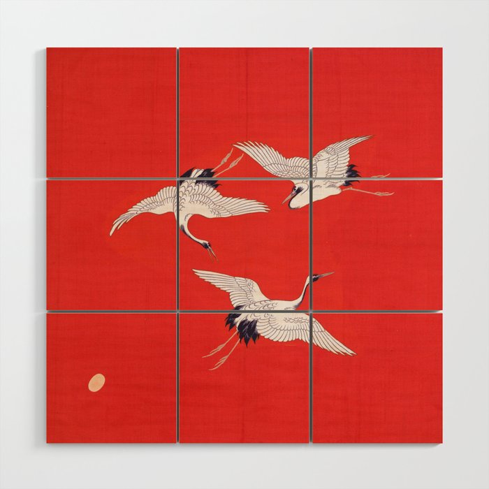 Circling Carne Red Fabric Wood Wall Art Gallery Image 1