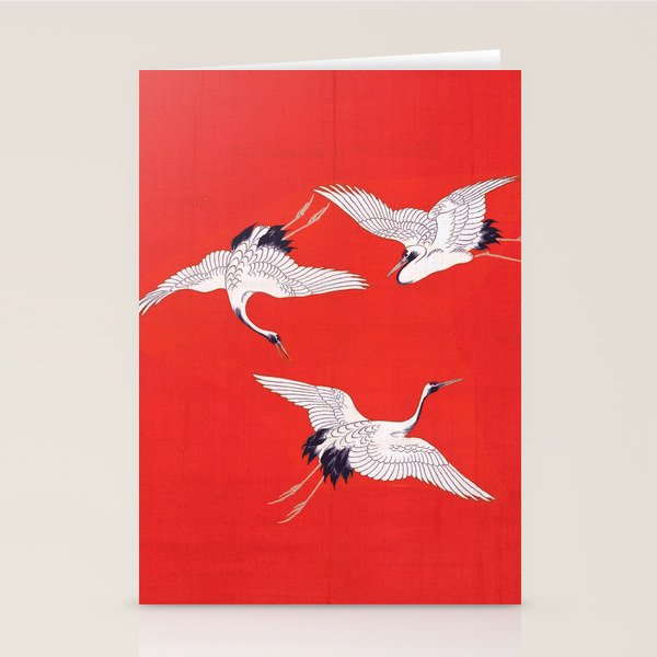 Circling Carne Red Fabric Stationery Card Gallery Image 1