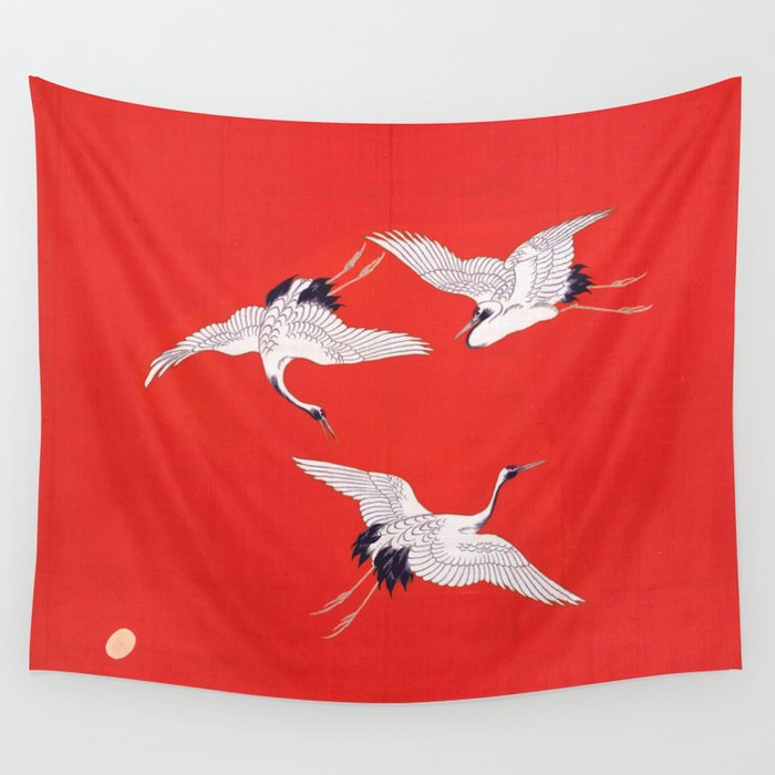 Circling Carne Red Fabric Wall Tapestry Gallery Image 1
