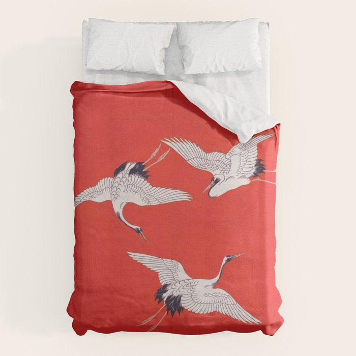 Circling Carne Red Fabric Duvet Cover Gallery Image 1