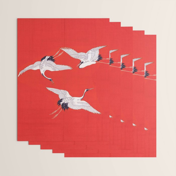 Circling Carne Red Fabric Wrapping Paper Gallery Image 3