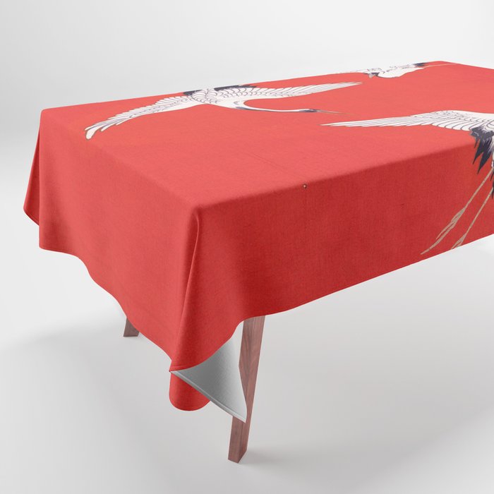Circling Carne Red Fabric Tablecloth Gallery Image 1