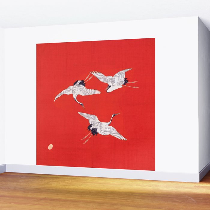 Circling Carne Red Fabric Wall Mural Gallery Image 2