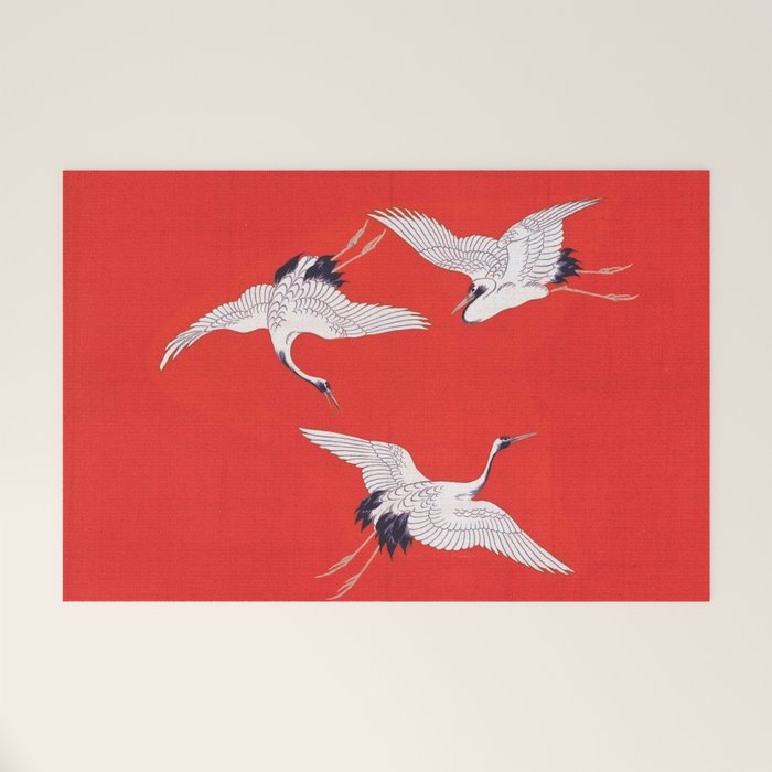 Circling Carne Red Fabric Welcome Mat Gallery Image 1