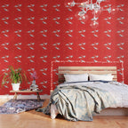 Circling Carne Red Fabric Wallpaper Gallery Image 3