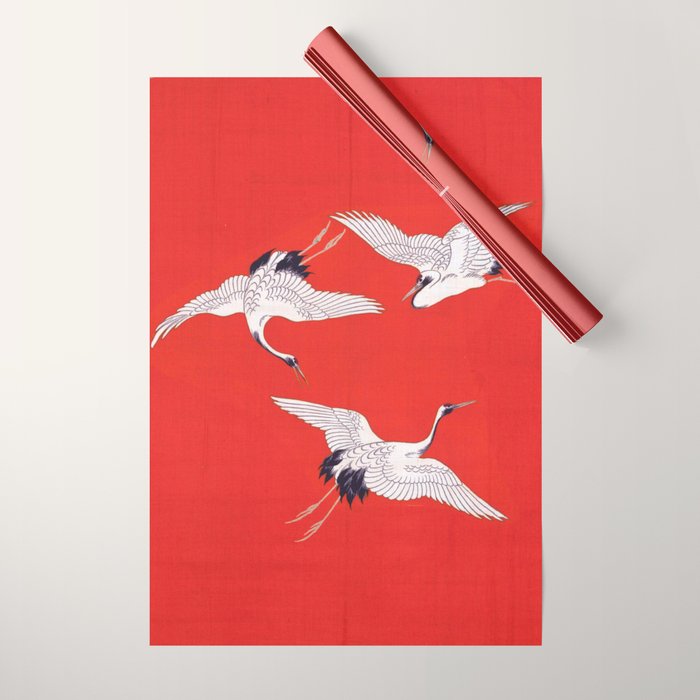 Circling Carne Red Fabric Wrapping Paper Gallery Image 1