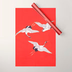 Circling Carne Red Fabric Wrapping Paper Gallery Image 1