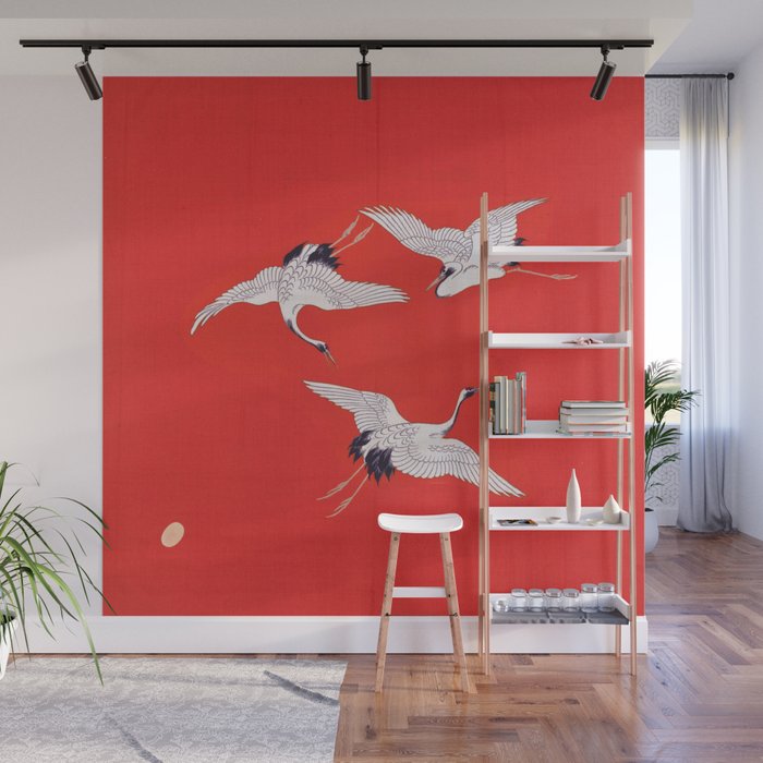 Circling Carne Red Fabric Wall Mural Gallery Image 1