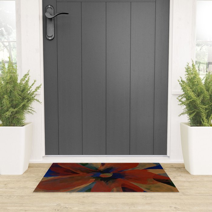 Watercolor Floral - red and yellow southwestern hues Welcome Mat Gallery Image 3