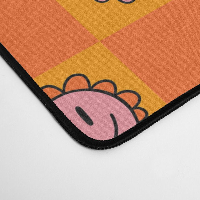 Orange Smiley Face Checkerboard Print Desk Mat Gallery Image 4
