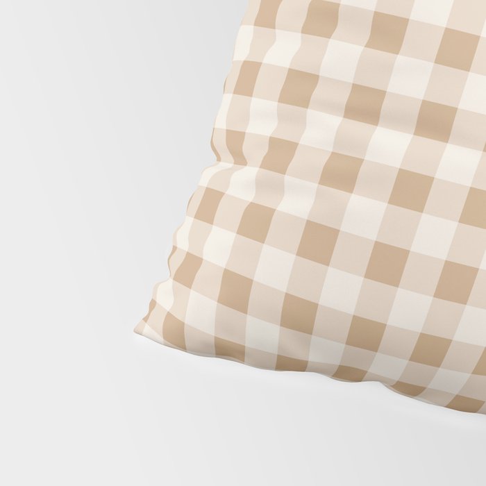 Gingham Plaid Check Pattern in Neutral Warm Camel Tan Beige Pillow Sham Gallery Image 4