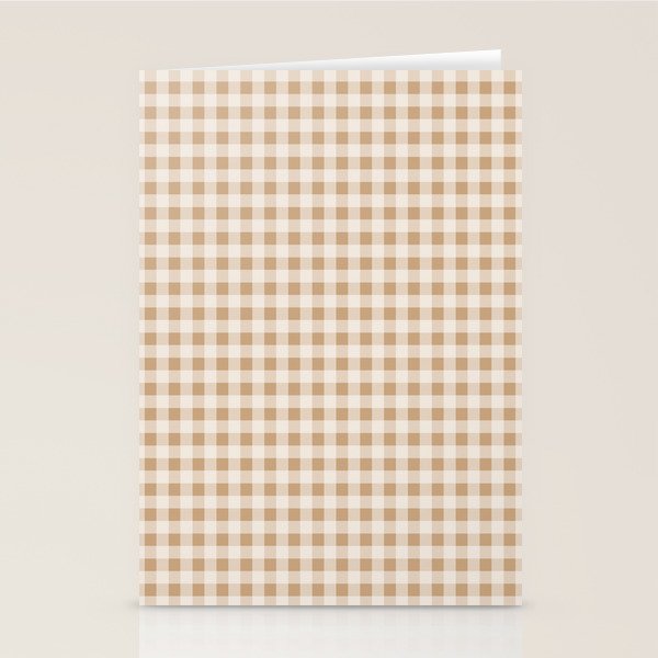 Gingham Plaid Check Pattern in Neutral Warm Camel Tan Beige Stationery Card Gallery Image 2