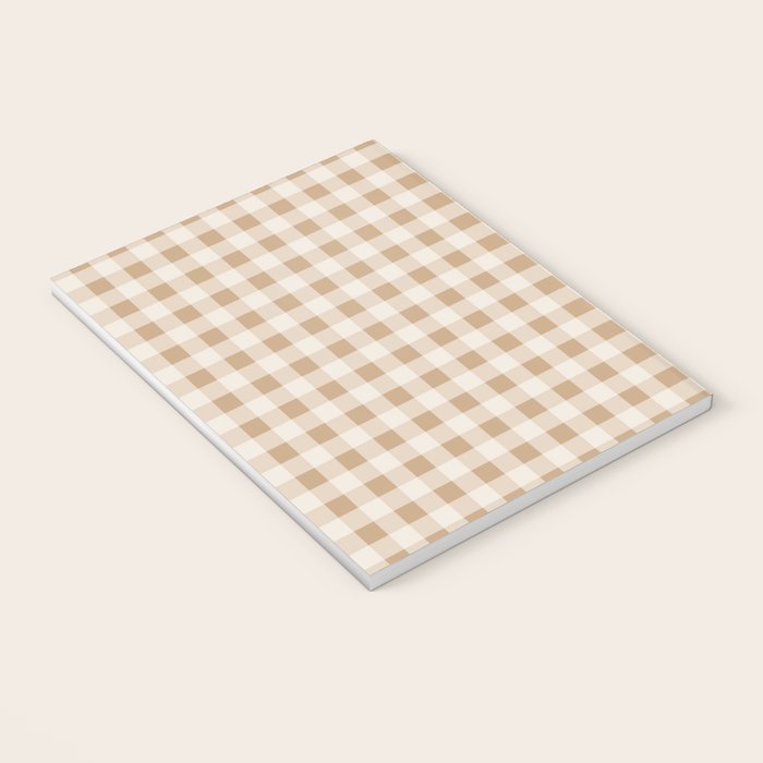 Gingham Plaid Check Pattern in Neutral Warm Camel Tan Beige Notebook Gallery Image 3