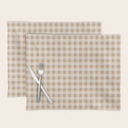 Gingham Plaid Check Pattern in Neutral Warm Camel Tan Beige Placemat Gallery Image 1