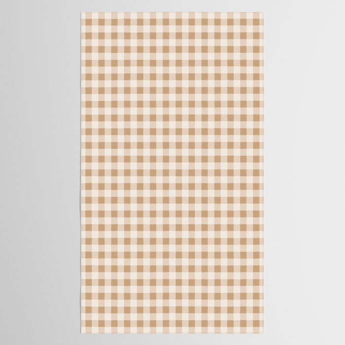 Gingham Plaid Check Pattern in Neutral Warm Camel Tan Beige Tablecloth Gallery Image 2