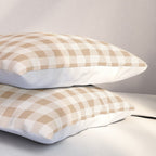 Gingham Plaid Check Pattern in Neutral Warm Camel Tan Beige Pillow Sham Gallery Image 3