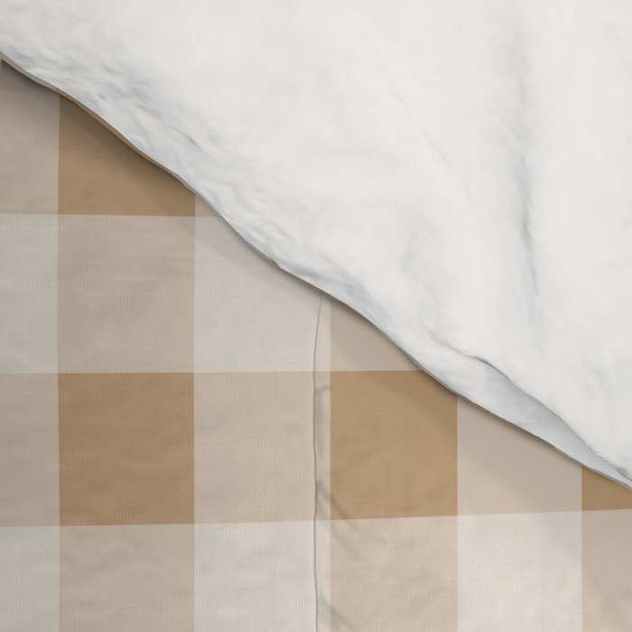 Gingham Plaid Check Pattern in Neutral Warm Camel Tan Beige Comforter Gallery Image 4