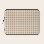 Gingham Plaid Check Pattern in Neutral Warm Camel Tan Beige Laptop Sleeve Gallery Image 1