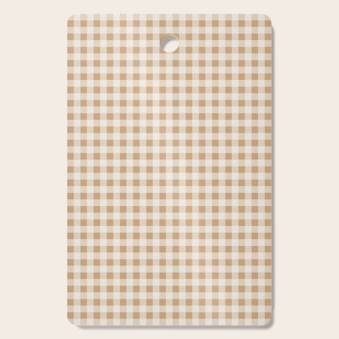 Gingham Plaid Check Pattern in Neutral Warm Camel Tan Beige Cutting Board Gallery Image 1