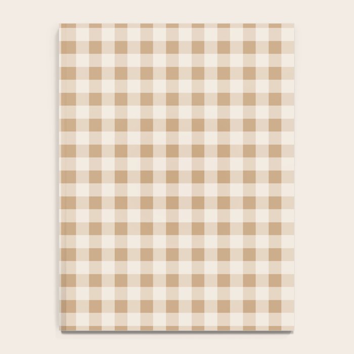 Gingham Plaid Check Pattern in Neutral Warm Camel Tan Beige Notebook Gallery Image 4