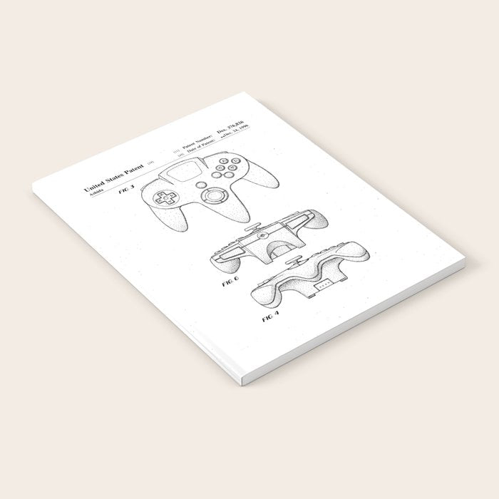 Video Game Controller Patent - Retro Gaming Game Room Art - White Notebook Gallery Image 2