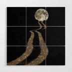 THE MOON | glitter | gold | path | full | planet | star | sky | night | glitter  Wood Wall Art Gallery Image 1