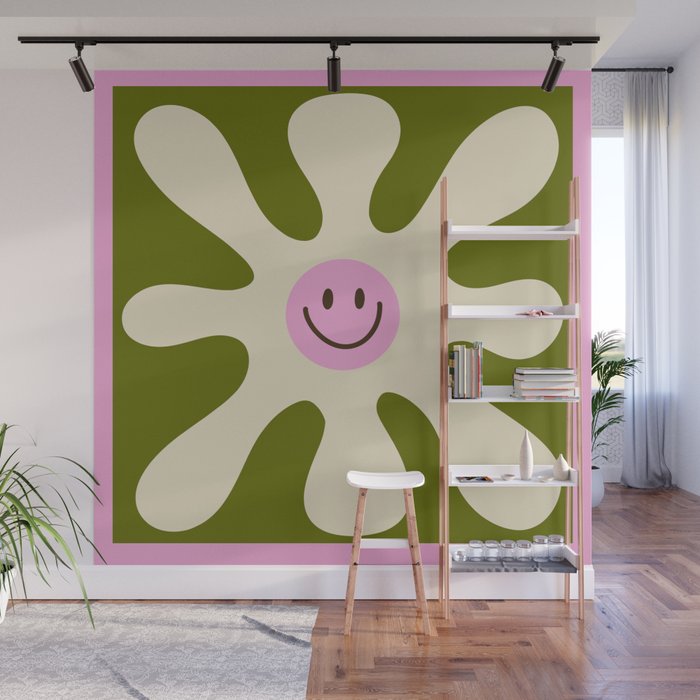 Retro Flower Vintage 70s Groovie Wall Mural Gallery Image 1
