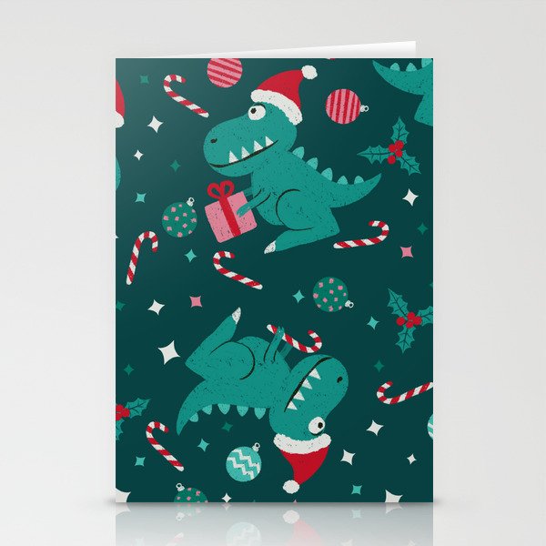 Christmas Dinosaurs Dinos Dinosaur Stationery Card Gallery Image 1