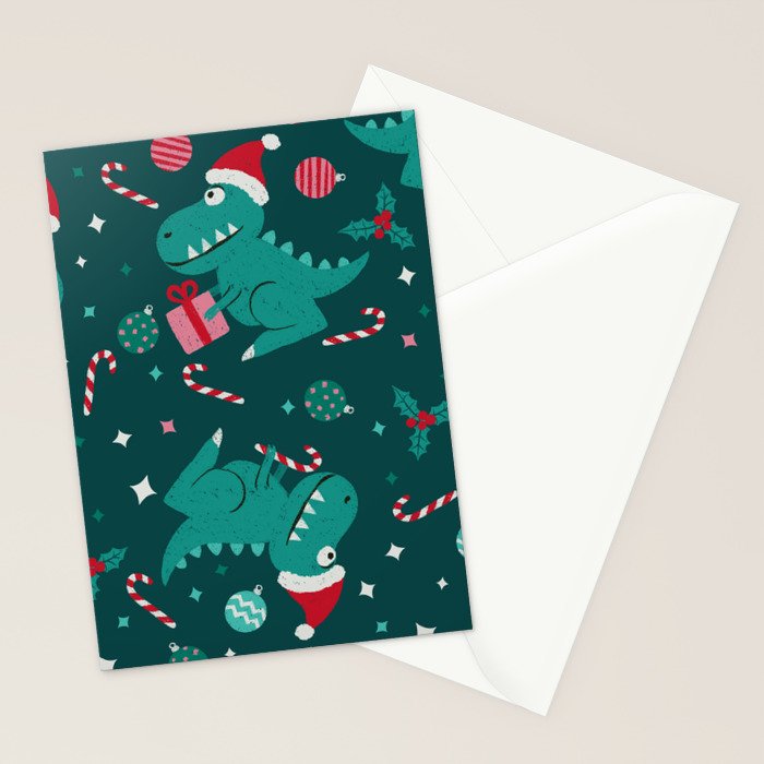 Christmas Dinosaurs Dinos Dinosaur Stationery Card Gallery Image 2