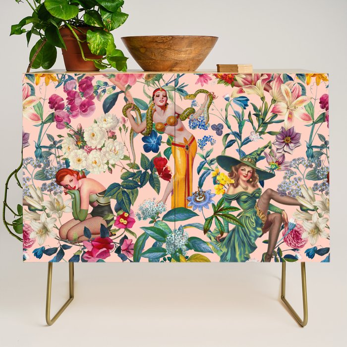 Floral and Pin-Up Girls V - II Credenza Gallery Image 1