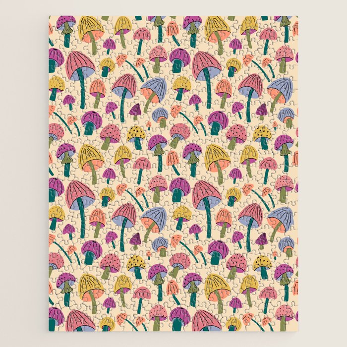Retro Mushroom - pattern  Jigsaw Puzzle Gallery Image 1