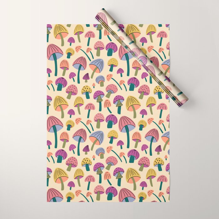 Retro Mushroom - pattern  Wrapping Paper Gallery Image 1