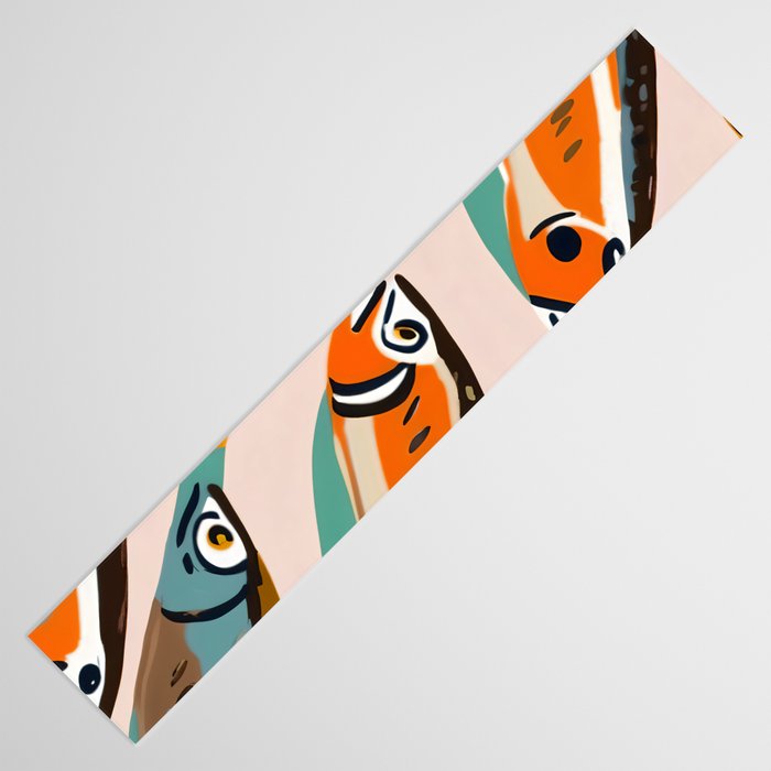 Sardines, Colorful Bohemian Eclectic Fish Animals, Ocean Life Seawater Quirky Whimsical, Pastel Illustration Painting Table Runner Gallery Image 3